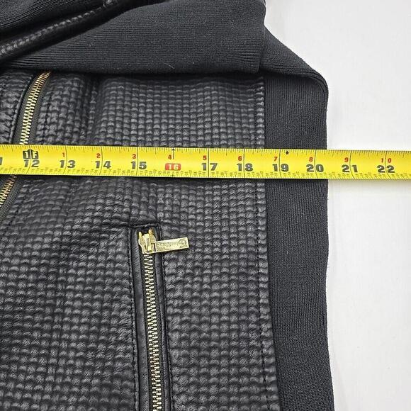 Calvin Klein L Black Vegan Leather Gold Chic Luxury UQ Urban Chic Jacket NWT - Picture 11 of 13